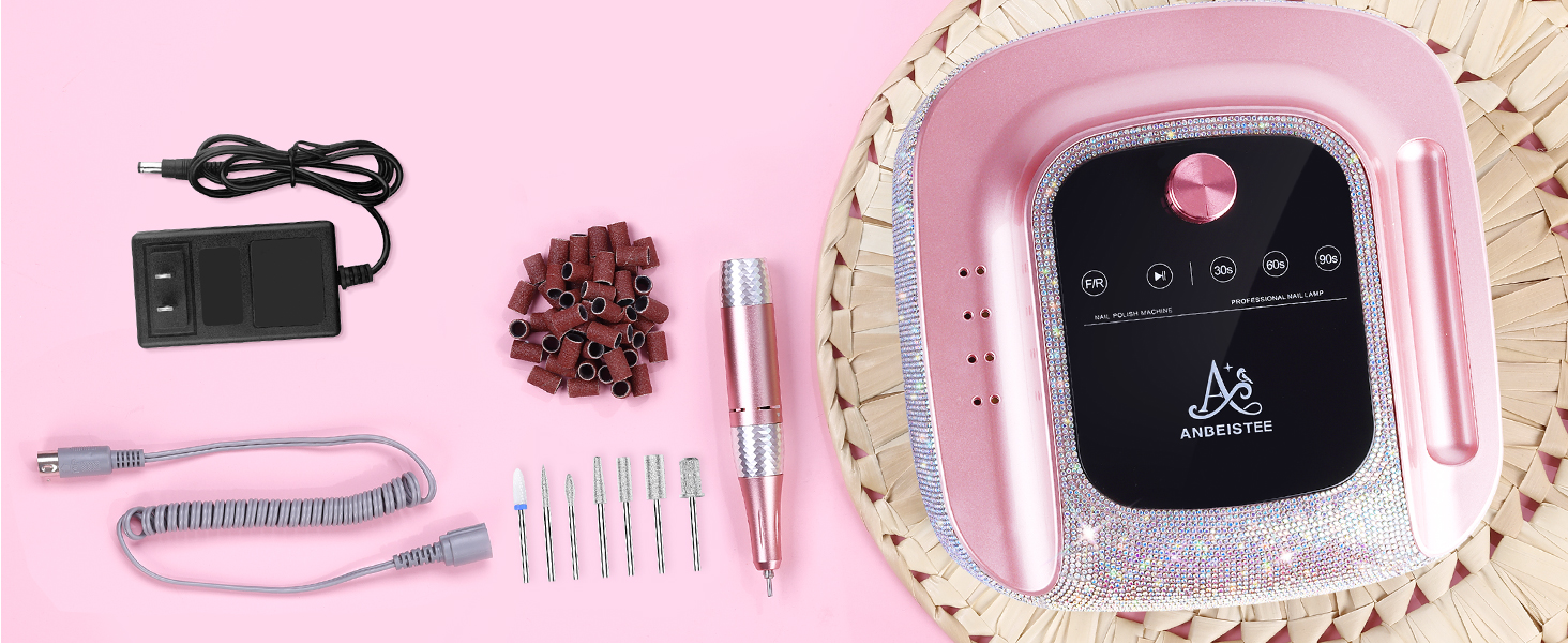 Професійний набір для манікюру 2-в-1: фрезер та UV-лампа, 45000 RPM, для дому та салонів
