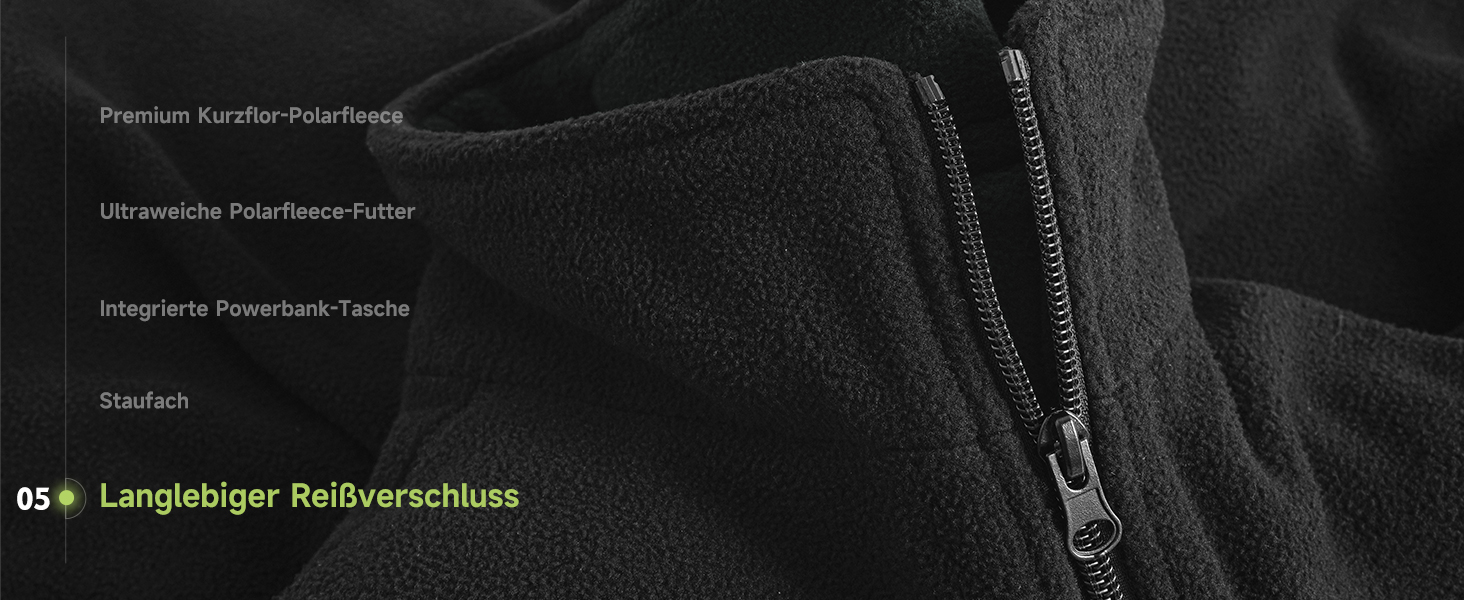 Обогріваючий жилет/куртка з підключенням до Powerbank, Microfleece, 6 зон нагріву, 3 режими температури, для жінок та чоловіків, чорний