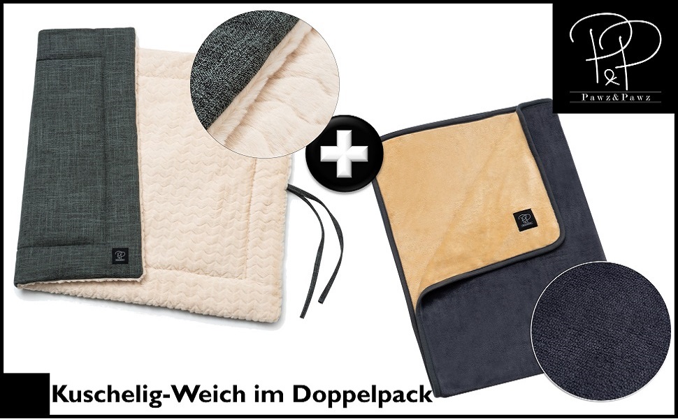 М'яка ковдра для собак Pawz | 2 шт. | 100x70 см | Стильна, міцна, для переноски, подорожей | Підходить для собак та котів