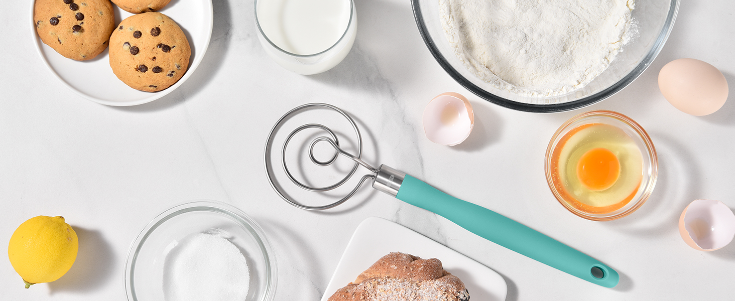 Міксер для тіста U-Taste: ручний віскер з нержавіючої сталі 18/8, 32 см, Aqua Sky