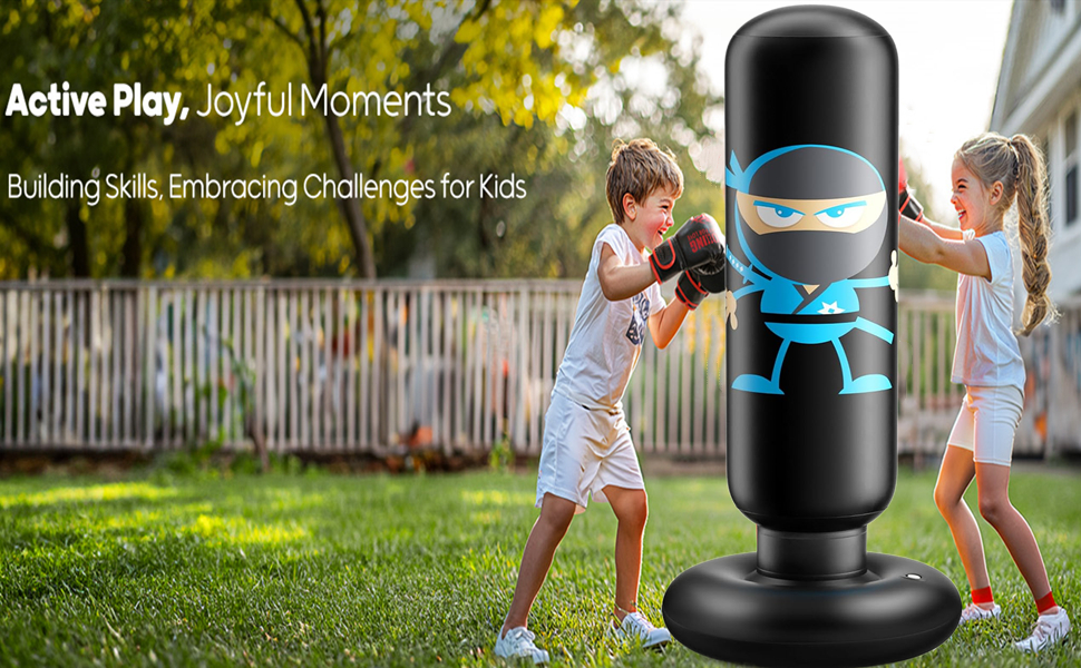 Дитячий боксерський мішок EIVONDA 160см з рукавичками та насосом для боксу, MMA, карате, таеквондо. Чорний