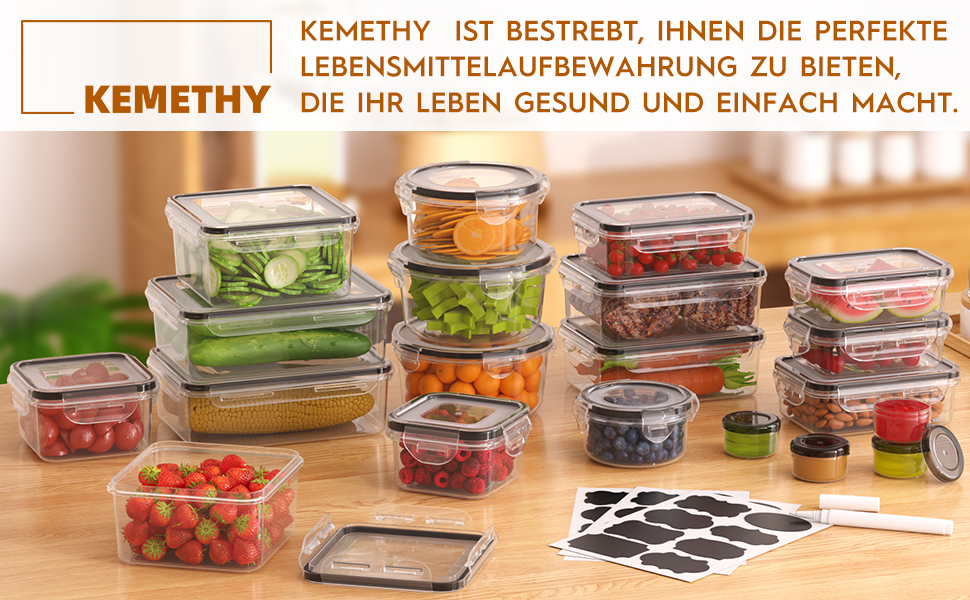Набір контейнерів для зберігання їжі з кришкою, 40 шт. Контейнери для продуктів, витікання, набір для кухні з етикетками та маркером