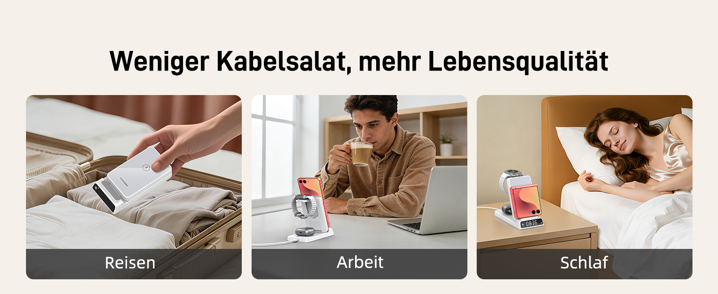 Бездротовий зарядний пристрій 3-в-1 для Samsung Galaxy S26/S25/Z Fold 7/Flip 7, Galaxy Watch 8/7/6/5 Pro та Buds 3/2 - білий