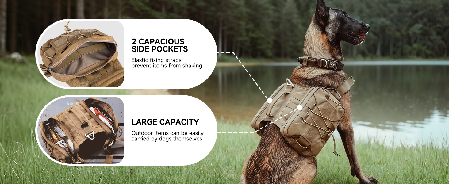 Рюкзак для собак RGN-L: місткий, для подорожей, кемпінгу та хандрингу. Підходить для середніх та великих собак. Військовий зелений.