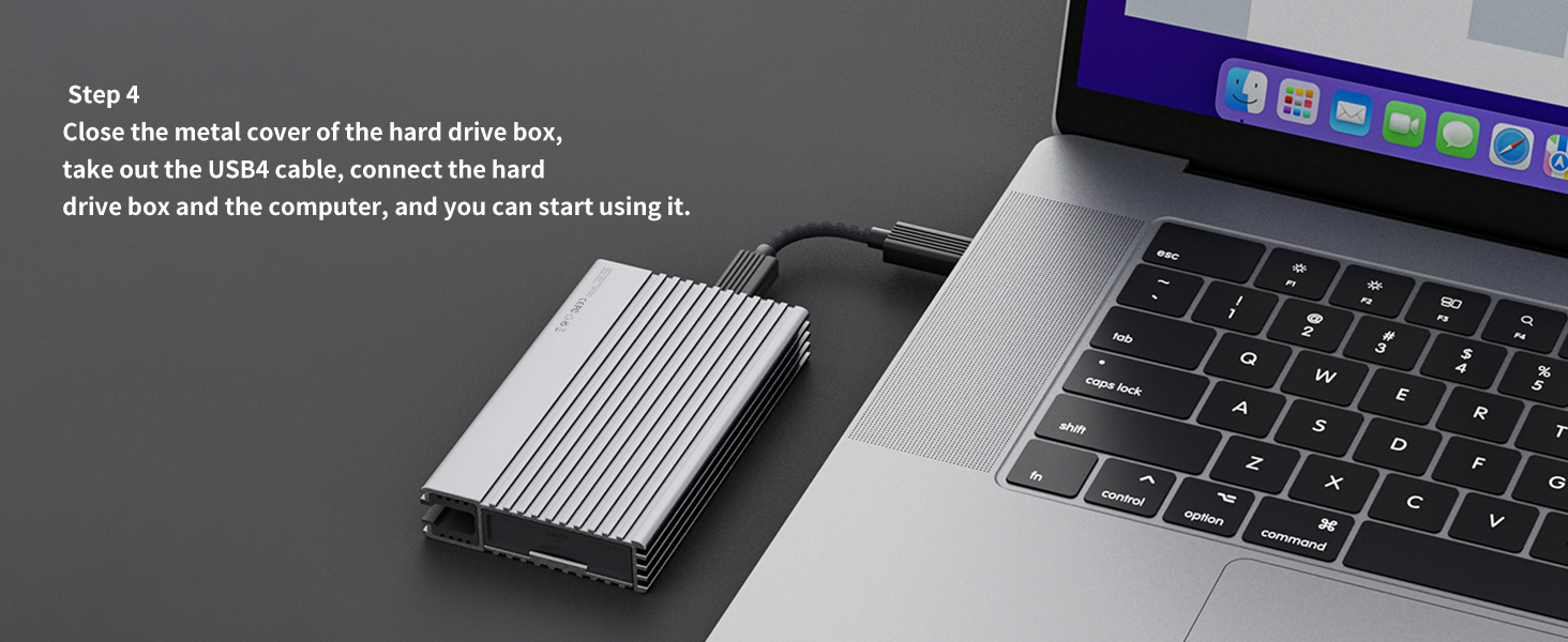 Корпус для SSD ZIKE 40Gbps M.2 NVMe з USB4.0 (до 3811MB/s), Thunderbolt4, сумісний з M.2 2280, USB3.2, PCI-E Gen 4x4