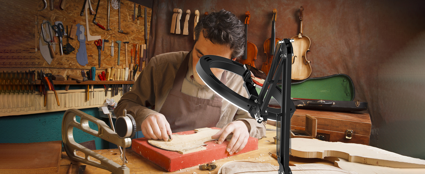 Настільний штатив з кільцевим світлом для кухні та фуд-відео – 10 дюймів | Штатив з кільцевим світлом для зйомки їжі, рецептів, відео та стріму