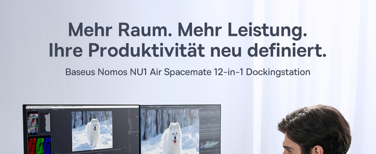 Базаус Док-станція USB-C 12-в-1 для ноутбуків Dell/HP/Lenovo/Asus/Acer/Mac: 2 монітори 4K HDMI, 10Gbps USB-C/A, 100W PD, Gigabit Ethernet