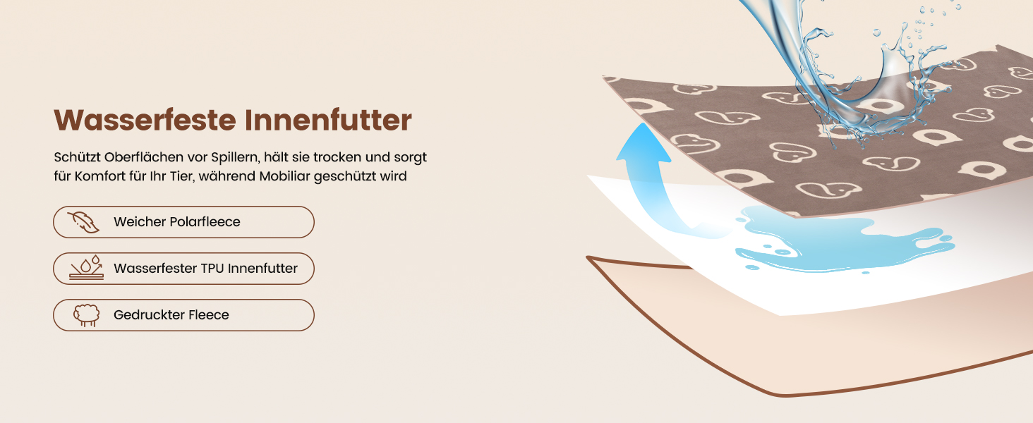 Водонепроникний килимок для собак, 152x127 см, фланель та шерпа, для середніх та великих собак, машинне прання - чорний (100x75 см, коричневий)