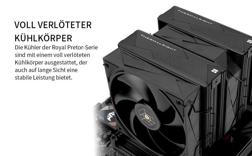 Кулер для процесора Thermalright Royal Pretor 130 Ultra White, двовежевий повітряний охолоджувач, 7 теплових трубок, сумісність з AM4/AM5, Intel LGA1851/1700/115x/2011, білий