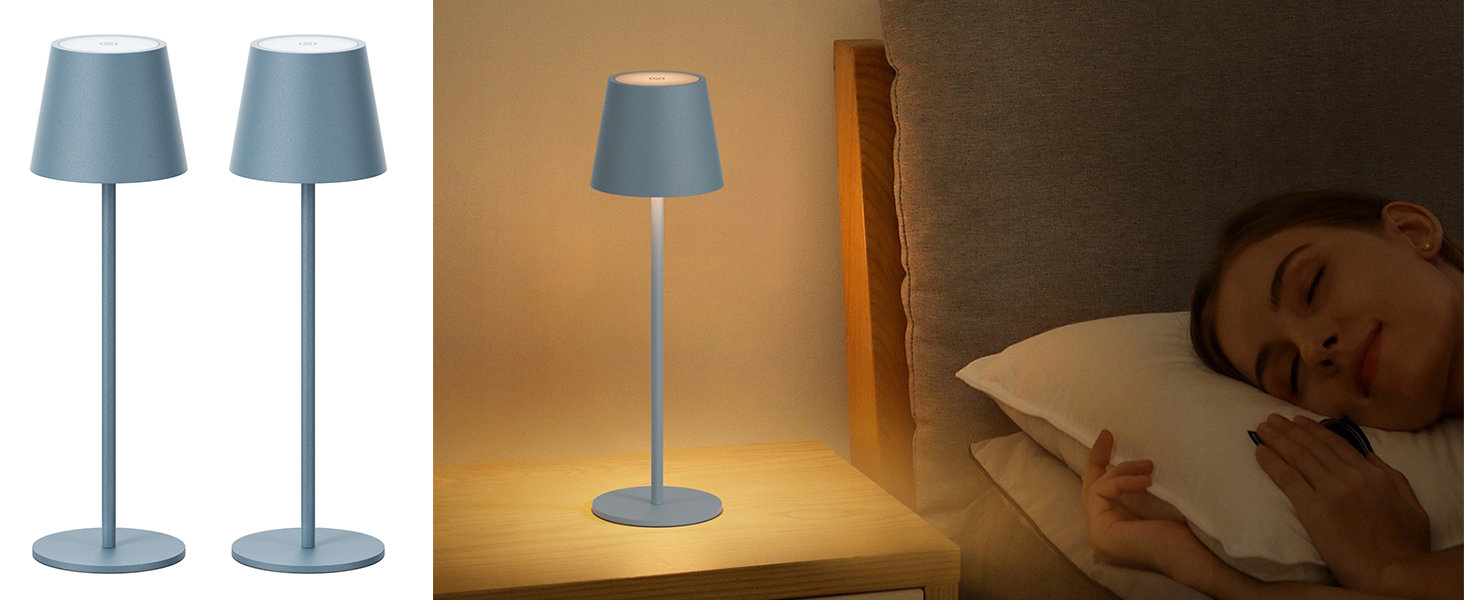 LED-лампа Klighten: 2 шт. акумуляторні настільні лампи з димуванням, USB-C, IP54, для дому та вулиці (блакитні)