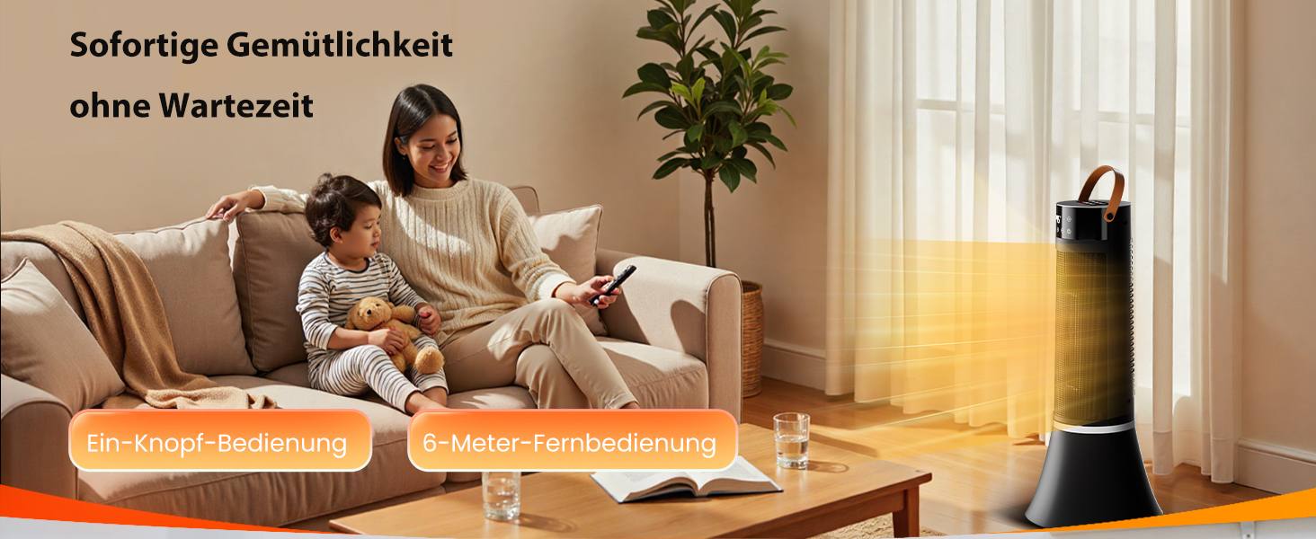 Електричний обігрівач 2000W з керамічним PTC нагрівачем, 75° обертання, термостат, тиха електропіч, 3 режими, таймер 24 години, захист від перегріву та перекидання