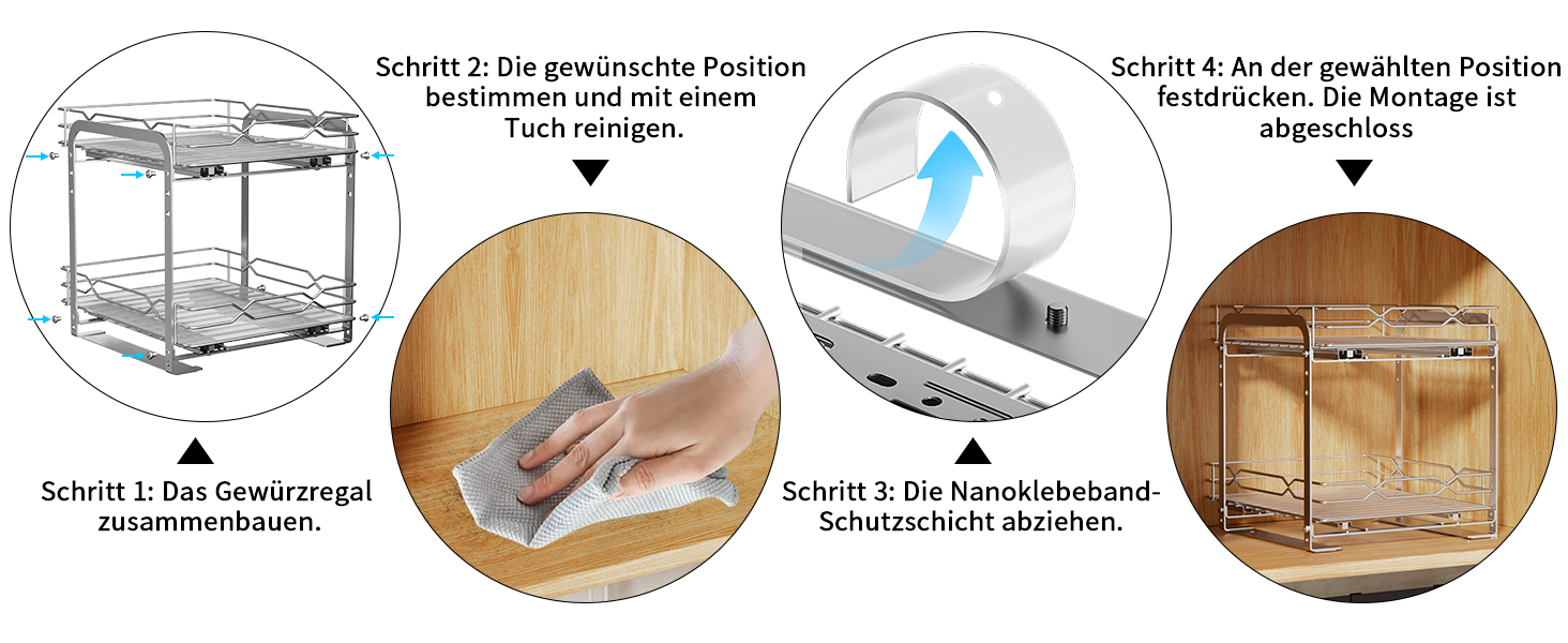 Висувна полиця для спецій з нержавіючої сталі, органайзер для спецій, 2 яруси, регульована висота, кухонний органайзер, система полиць для спецій для кухонної шафи, стояча полиця для спецій для внутрішньої частини шафи