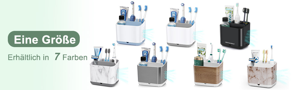 Тримач для зубних щіток електричної, з дренажними отворами, з імітацією текстури дерева, органайзер для зубних щіток на 4 щітки, легкий у чищенні, для ванної кімнати (сірий мармур, середній)