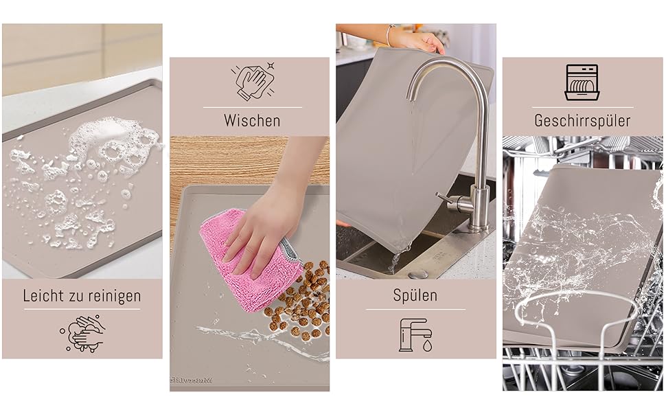 Підкладка під миску для котів та собак MateeyLife, силіконова, нековзна, водовідштовхувальна, 56x36 см, сіро-коричнева