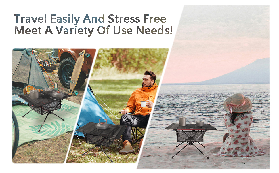 Складний кемпінговий стіл Tentock Ultraleicht з алюмінію - для пікніка, походів, подорожей та дому (чорний)