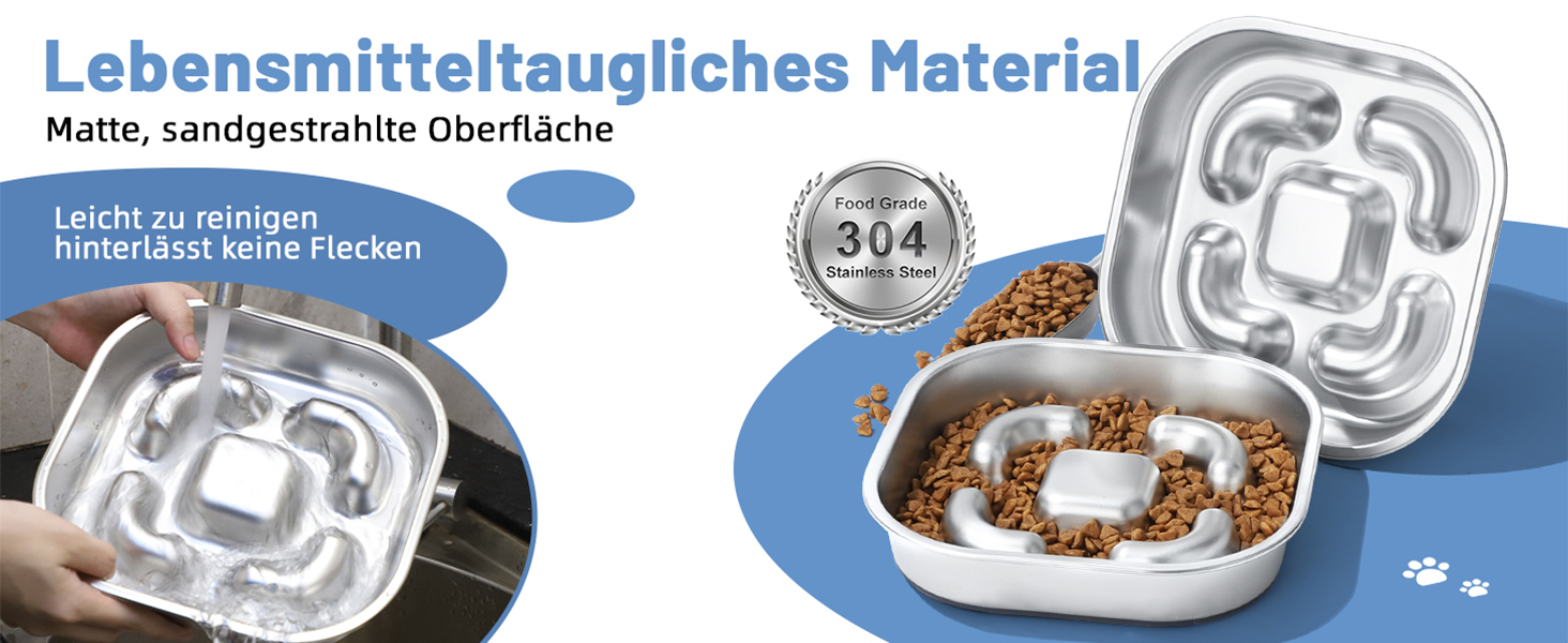Миска для собак Anti Schling Napf з нержавіючої сталі 304, з силіконовим дном, для маленьких та середніх собак, 23*23*4.5 см