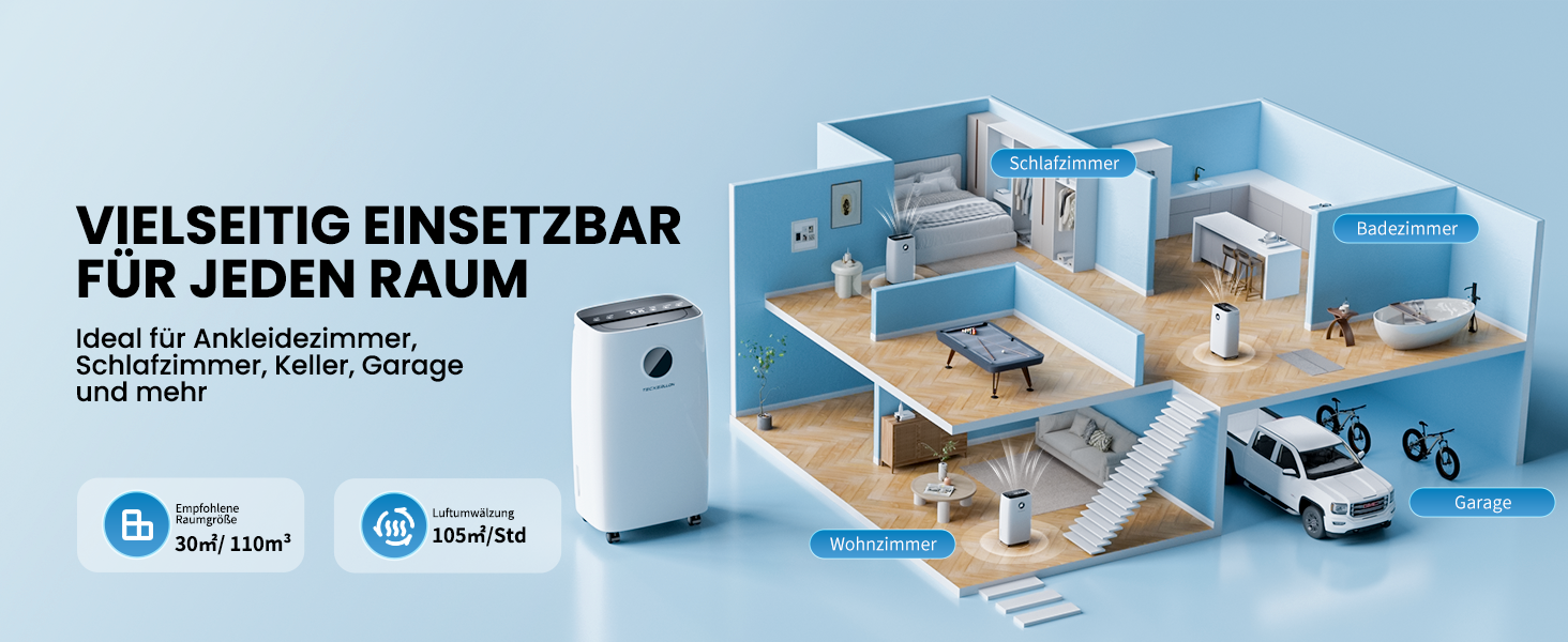 Електричний осушувач повітря 25л/день, 50㎡, з керуванням через додаток та сенсорною панеллю, для підвалу, бак 3,7л, зливний шланг, 47дБ, таймер 24г, дитячий замок, гарантія 3 роки (15л/день)