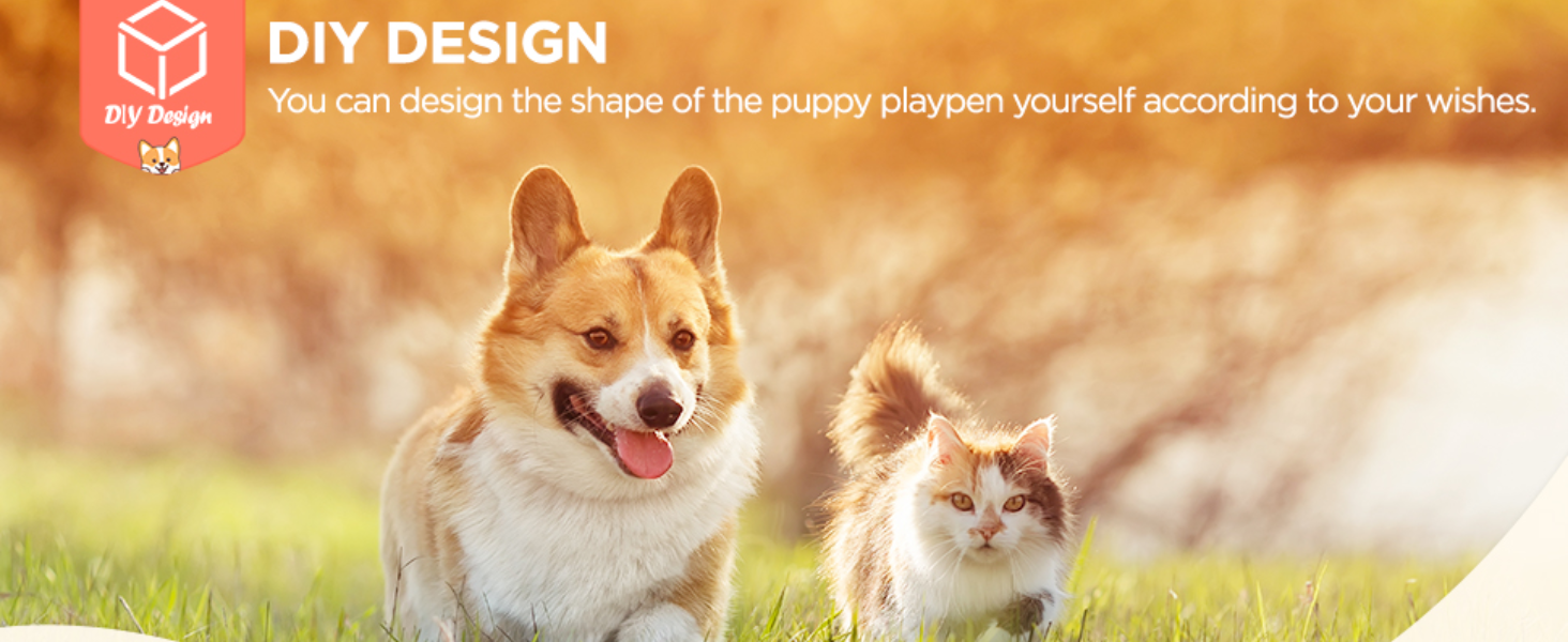 Yaheetech 8-Panel Folding Dog Playpen - 61cm High, Indoor/Outdoor Pet Pen with Door, Flexible & Portable, Easy Assembly - Suitable for Dogs, Cats, Puppies, Rabbits