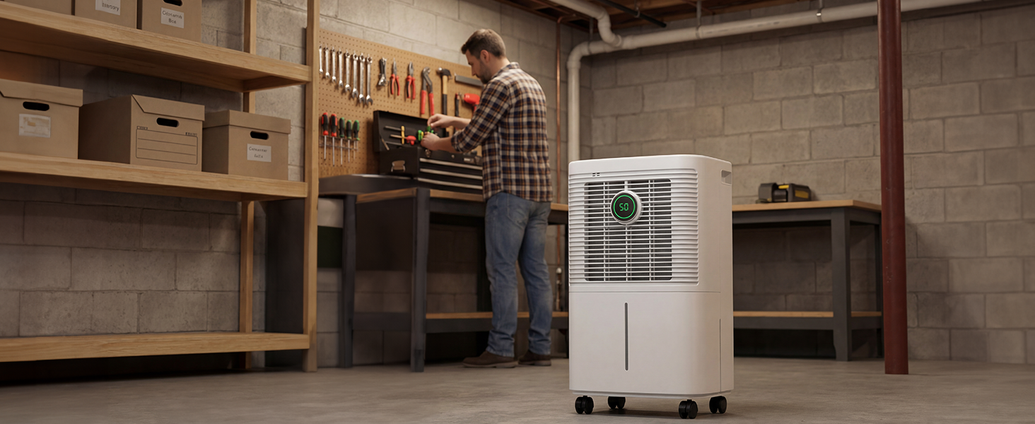 Електричний осушувач повітря 16л/24г з цифровим дисплеєм, таймером та безперервною подачею, для дому/підвалу