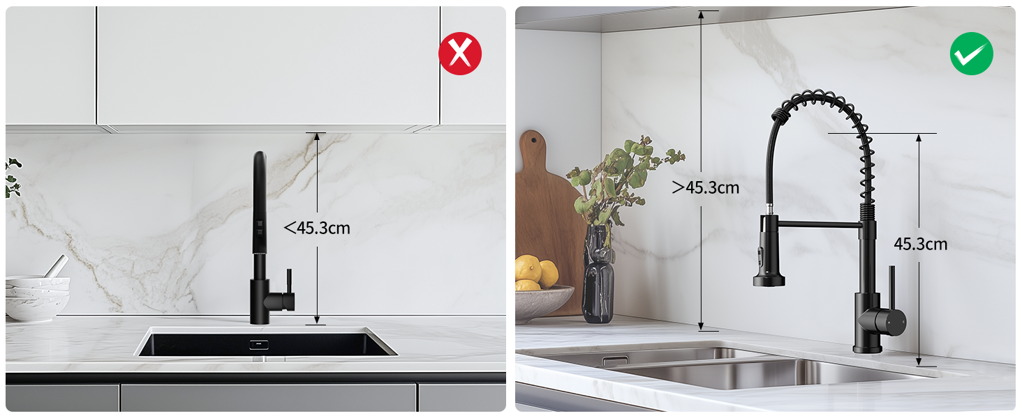 Кухонний змішувач Rainsworth з нержавіючої сталі, чорний, з висувною лійкою та двома струменями, 360° обертання, 45 см