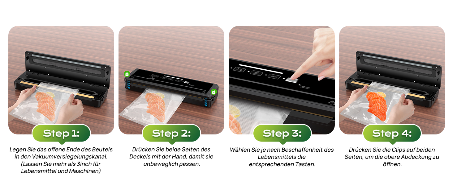 Вакуумний пакувальник 5-в-1 для продуктів харчування: сухий/вологий режим, зберігає свіжість до 7 разів довше, 70 кПа, вбудований різак, шланг, 10 пакетів
