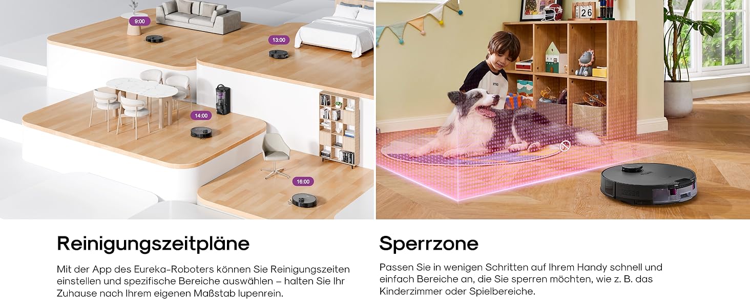 Робот-пилосос Eureka E20 Evo Plus з функцією миття та автопорожненням, 10000 Па, для твердих підлог та килимів, білий (чорний)