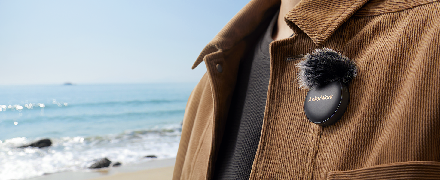 Мікрофон петличний AnkerWork M650 бездротовий, професійний, з шумозаглушенням, 2 канали, радіус дії 200м, акумулятор 15 годин, для Vlogs та стрімінгу (білий)