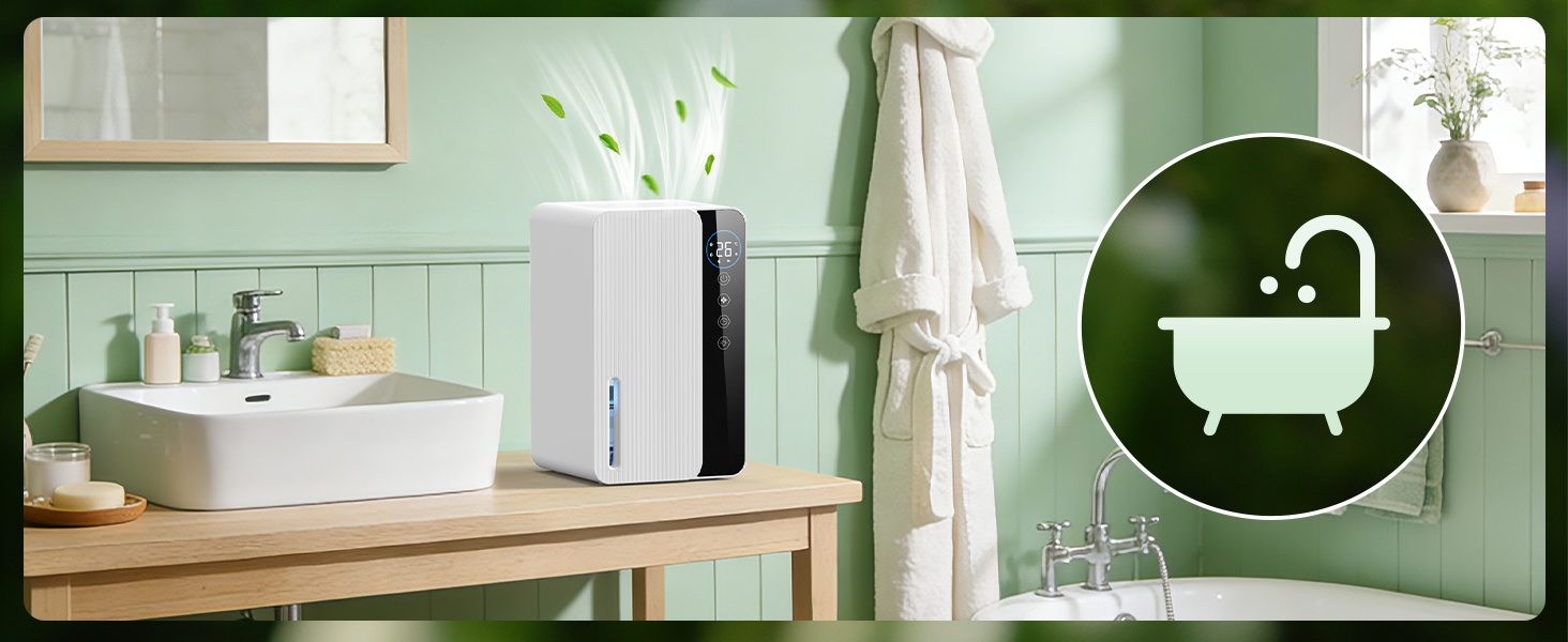 Електричний осушувач повітря 1800 мл, енергозберігаючий, для спальні та ванної кімнати, 22,5W, тихий режим, таймер, автовимкнення (550 мл/день)