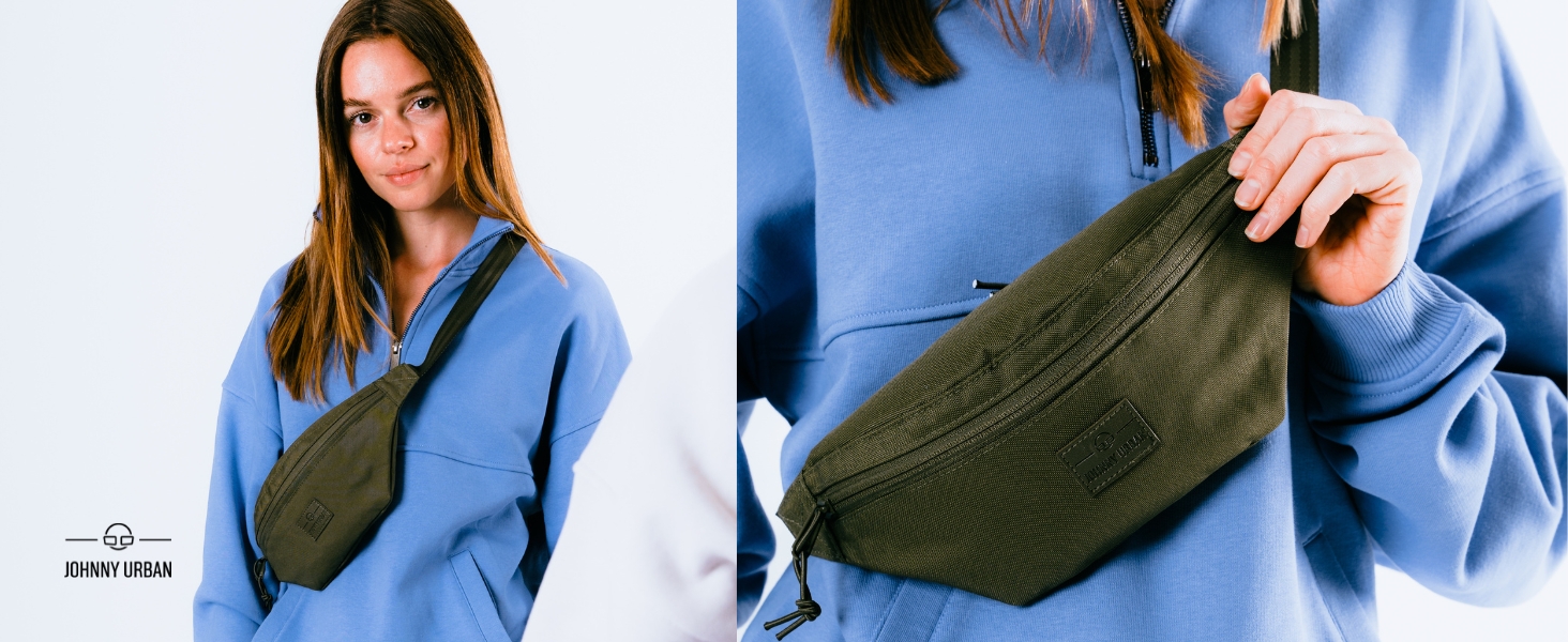 JOHNNY URBAN: поясна сумка (бананка) Erik Small - чорна, водонепроникна, для чоловіків та жінок, стильна нагрудна сумка для фестивалів