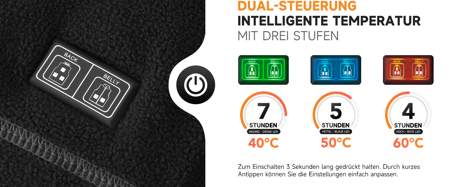 Обогріваючий жилет/куртка з підключенням до Powerbank, Microfleece, 6 зон нагріву, 3 режими температури, для жінок та чоловіків, чорний