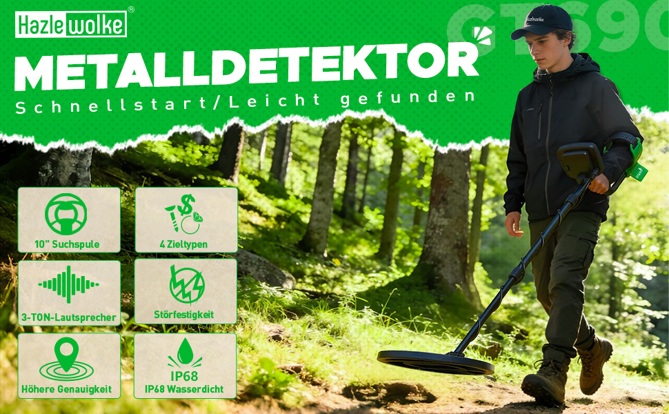 Металошукач для дорослих та дітей: професійний, водонепроникний, з котушкою 10” та лопатою. Ідеальний для пошуку золота на пляжі.