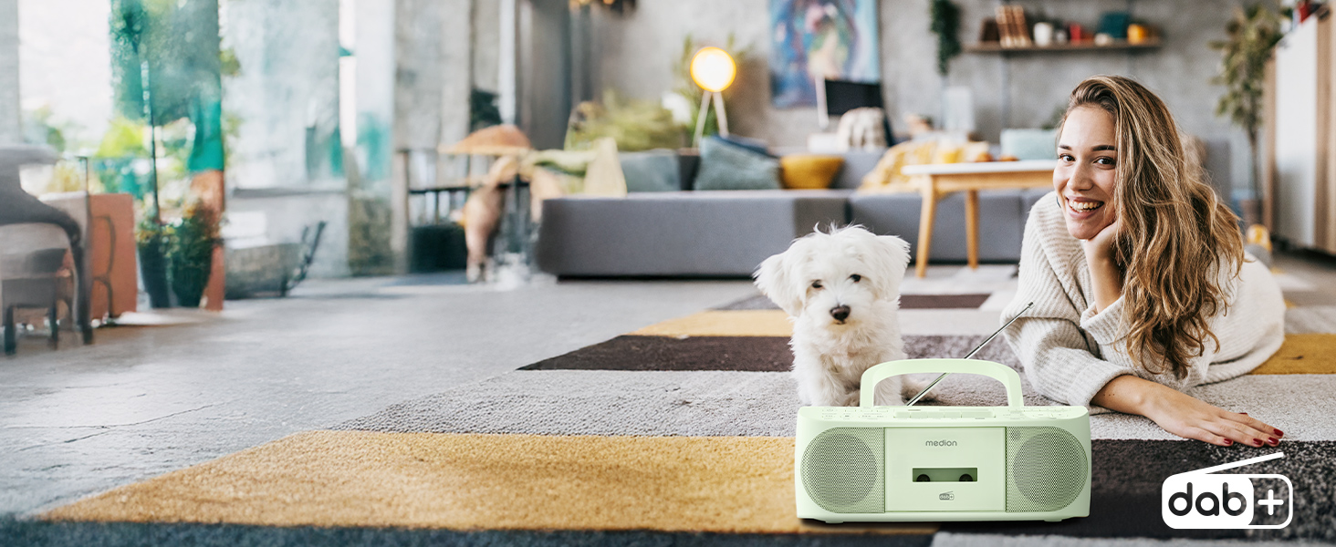 MEDION DRX-1 Plus Boombox: радіо DAB+, Bluetooth, CD-плеєр, MP3, касетний магнітофон, AUX, зелений