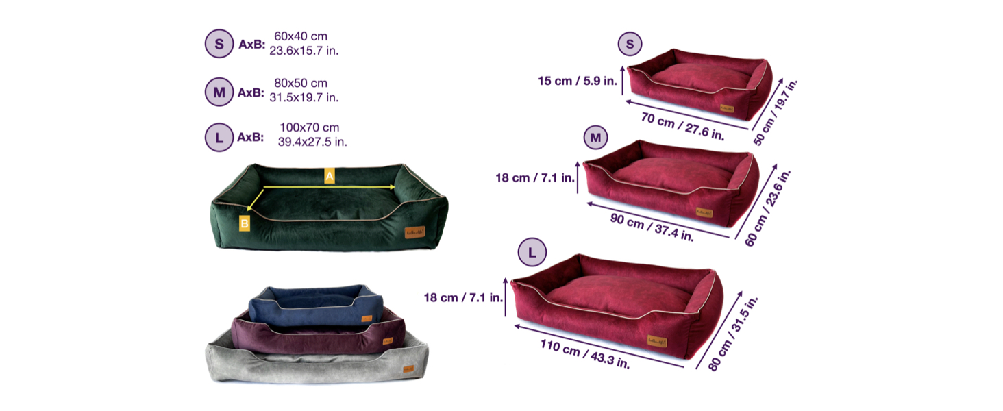 Софа для собак з велюру – знімний та пральний лежак з високими бортиками – для малих та великих собак (M (80x50x18 см), Сірий)