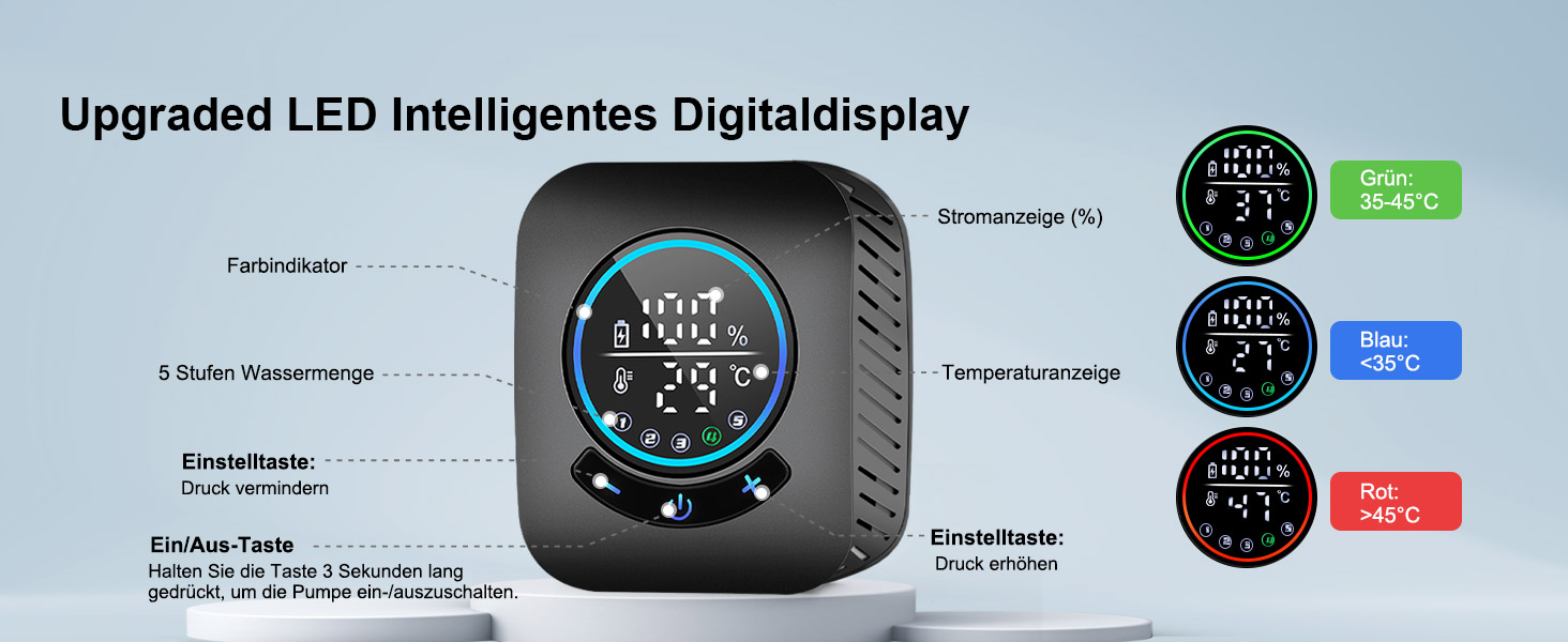 Портативна кемпінгова душ AUTOPkio з акумулятором 8000mAh, насосом та дисплеєм. IPX8, водонепроникна для відпочинку на природі, миття авто та домашнього використання. Чорний колір