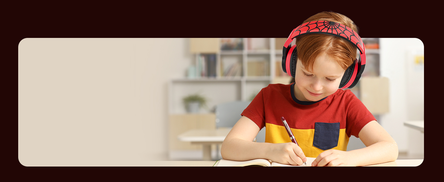 iClever Бездротові навушники для дітей з LED-підсвіткою, Over-Ear, Bluetooth 5.2, мікрофон, BTH12 (Чорний/Червоний)