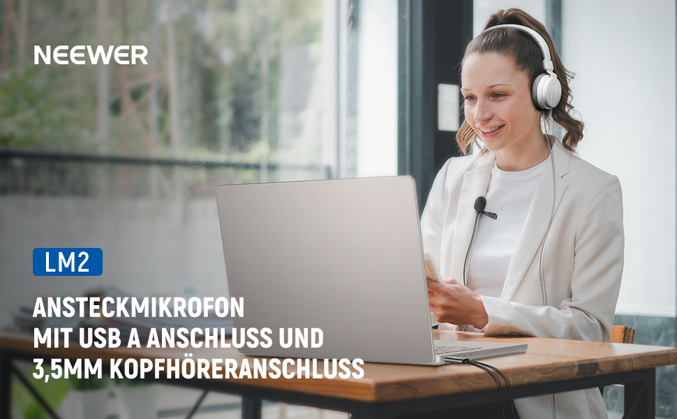 Мікрофон NEEWER USB LM2: Мініатюрний петличний мікрофон з кабелем 3,5м для ПК, ноутбука, Mac, YouTube, Skype, Podcast, Gaming, відеоконференцій