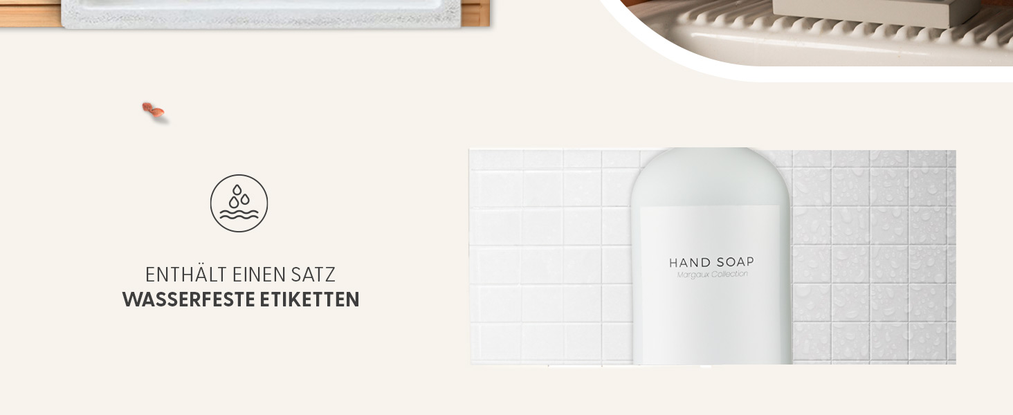 MaisoNovo Soap Dispenser Set - Soap Dispenser Kitchen - 500 ml Amber Bottles, Black Pumps, Glass Pumps Dispenser, Soap Dispenser Set, 2-Piece Set and Concrete Tray - Dish Soap Dispenser Kitchen (White Glass / Black Pump + Rectangular Tray)