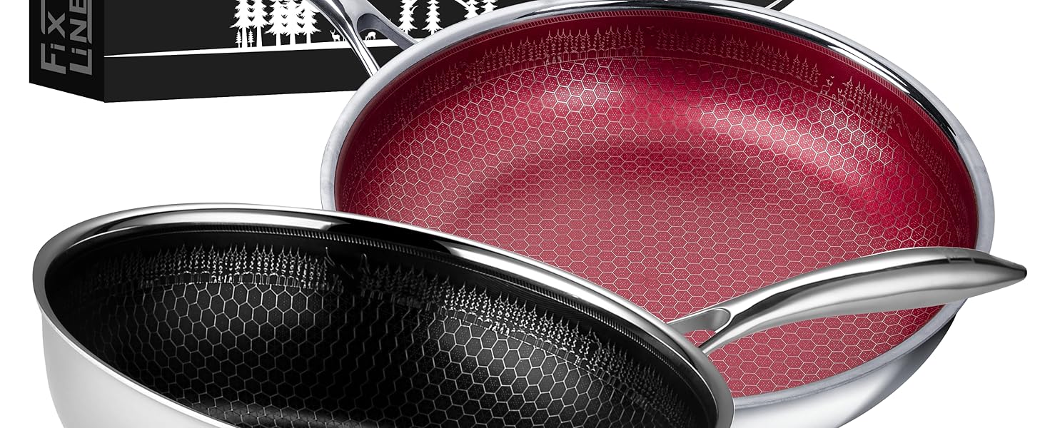 FIXLINE® Сковорода Black Forest 28 см - RED Design - антипригарне покриття без PTFE - для всіх типів плит, включаючи індукцію - можна використовувати в духовці до 250°C - легке очищення - ідеальна ідея для подарунка (Сковорода з покриттям, 28 см | Чорний)
