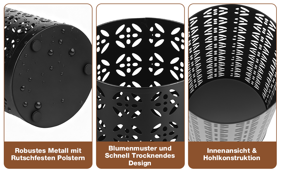 Металева підставка для парасоль та тростинок Rain Collection, 15x15x42 см (Чорний)