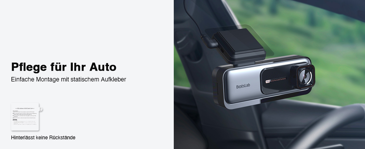 Відеореєстратор BOTSLAB Dashcam Auto з GPS, 4K, Dual, WiFi, ADAS, Нічне бачення, 64GB SD, 2.45' IPS, 24/7, Loop, WDR, 170°