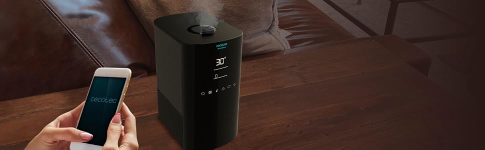 Зволожувач повітря Cecotec BreezeCare 4000 Connected, резервуар 6 л, продуктивність 400 мл/год, Wi-Fi керування, плазменалізатор, для приміщень до 40 м², сенсорне управління