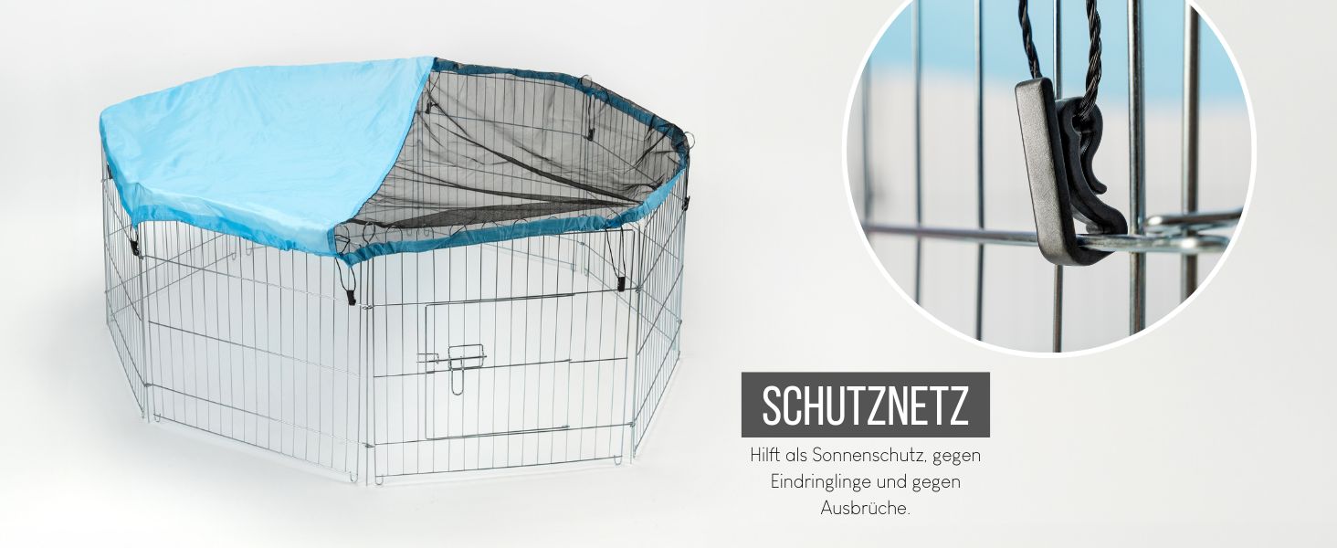 Вольєр для кроликів Lionto, 59x58 см, з металу, розширюваний, з захисним сітком та дверима з замком, для тримання на вулиці, 8 елементів