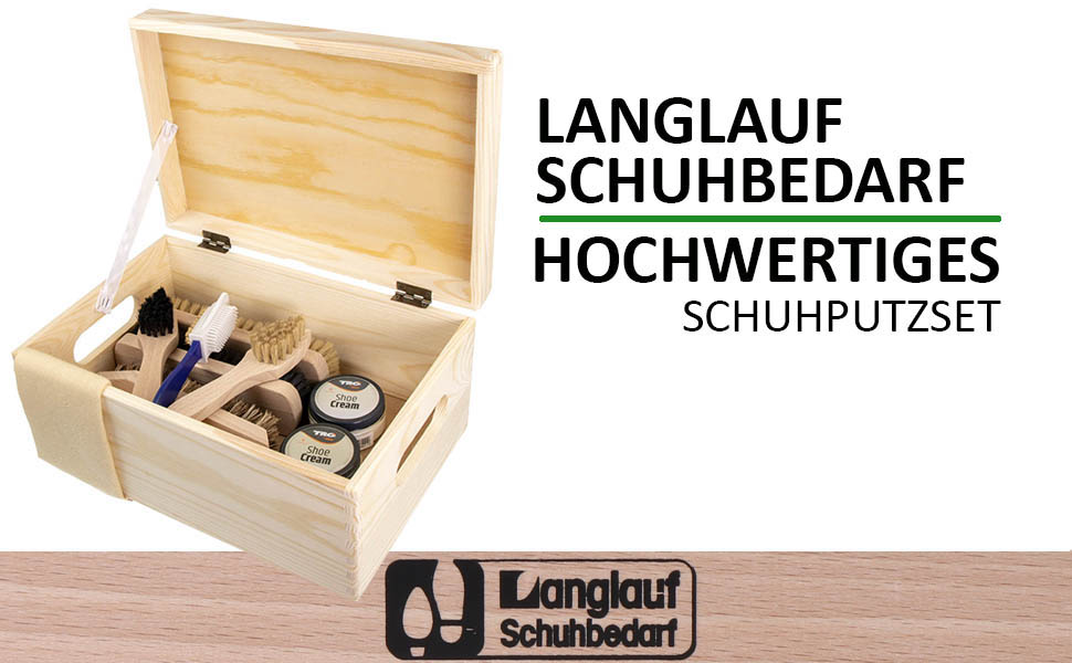 Набір для чищення взуття Langlauf Schuhbedarf Verona, 9 предметів, у коробці – ідеальний подарунок, засоби для догляду за взуттям, щітки, крем для взуття