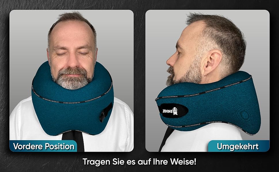 Подушка для шиї SNUGL з піною з пам'яті, миюча та регульована | М'яка подушка для подорожей на літаку, в авто та в дорогу | Подушка-викрутка для шиї, Neck Travel Pillow (дорослий, маленький, блакитно-зелений)
