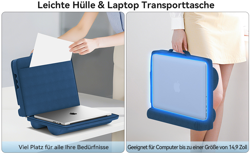 Підставка для ноутбука з регулюванням кута нахилу, подушка для ноутбука на диван, підставка для ноутбука до 16″ (Блакитний)