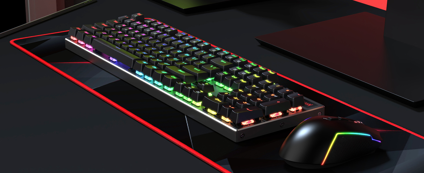 Redragon K660 RGB-ігрова клавіатура: 87 клавіш, TKL, механічна, з провідним підключенням, алюмінієва база, тихі червоні перемикачі