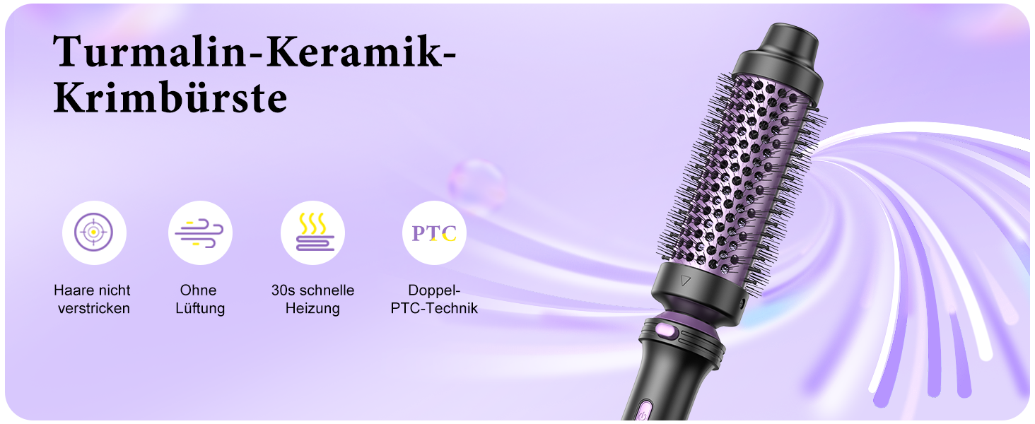 BESTOPE PRO Локкенстаб: Набір для створення локонів 5 в 1 з плойкою, термощіткою, 3 локкенстабами (9мм-25мм) для великих локонів, 13 температур, керлер для волосся з термозахисним покриттям, рукавичка, затискач, колір Nordlicht Lila