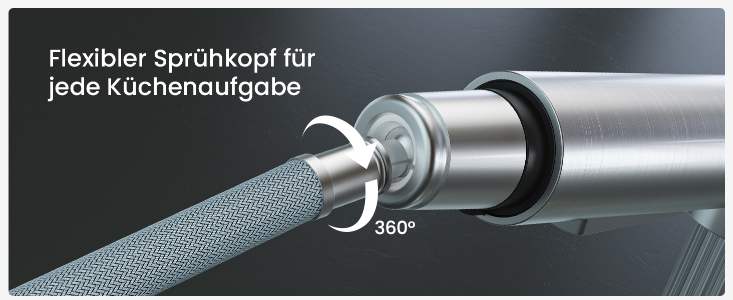 Кран кухонний висувний CECIPA, 360° поворотний, чорний, з витяжним виливом, міцний, без витоків, проста установка, з домішувачем для раковини (щіткова поверхня & чорний колір)