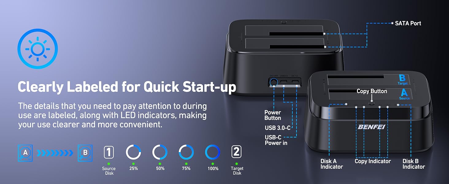 Док-станція BENFEI USB-C для HDD/SSD 2.5