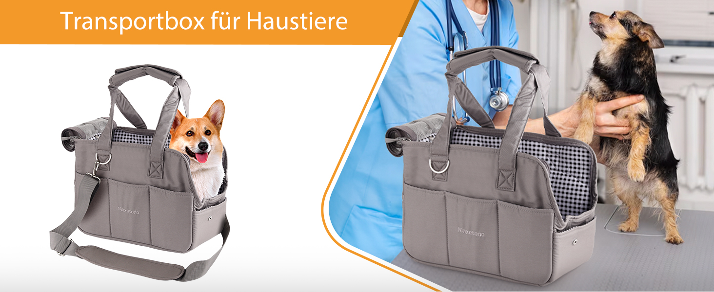 Складана переносна переносна коробка для собак та котів - переносна собача коробка/сумка для транспортування до 4 кг собак та 5 кг котів для подорожей та авто | Сірий 40x16x32 см, сірий L 16 x B 32 x H 40 см